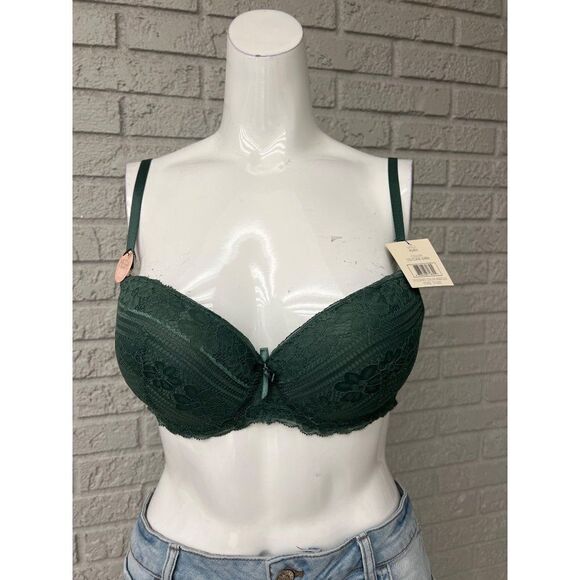 Spree Intimates Green Lace Push-Up Women’s Bra Size 36C NWT - Picture 1 of 9
